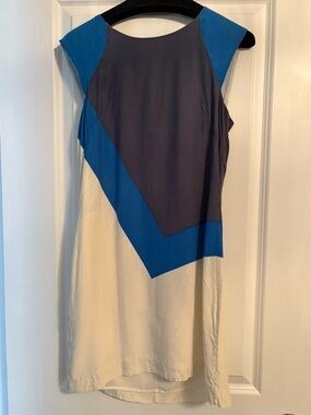 French Connection Colorblock Sleeveless Midi Dress in Blue, Gray and Cream